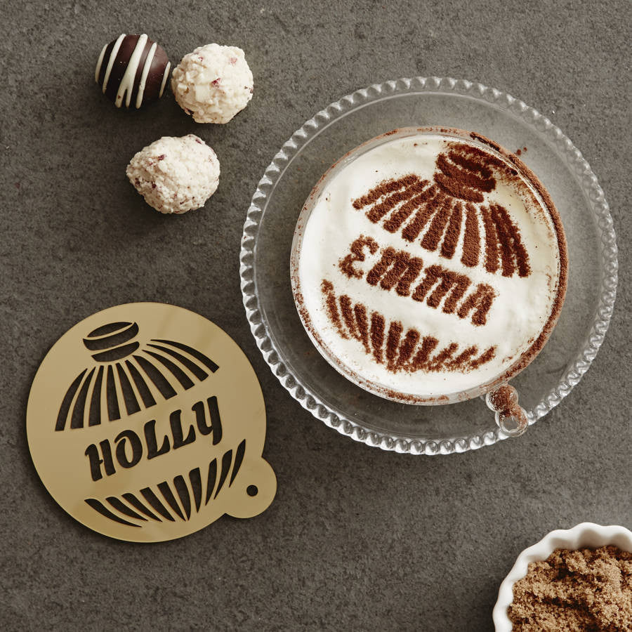 Personalised Bauble Hot Chocolate Stencil