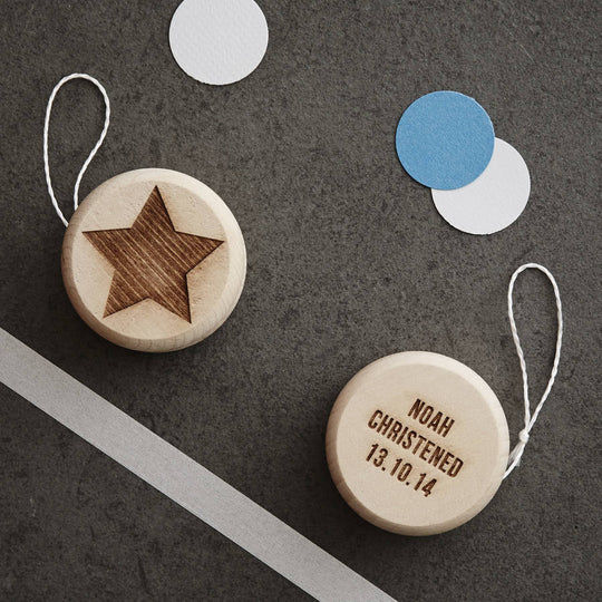 Personalised Christening Keepsake Star Wooden Yoyo