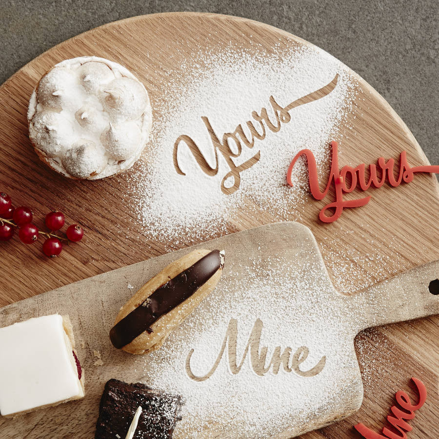 Personalised Yours Mine Baking Stencil