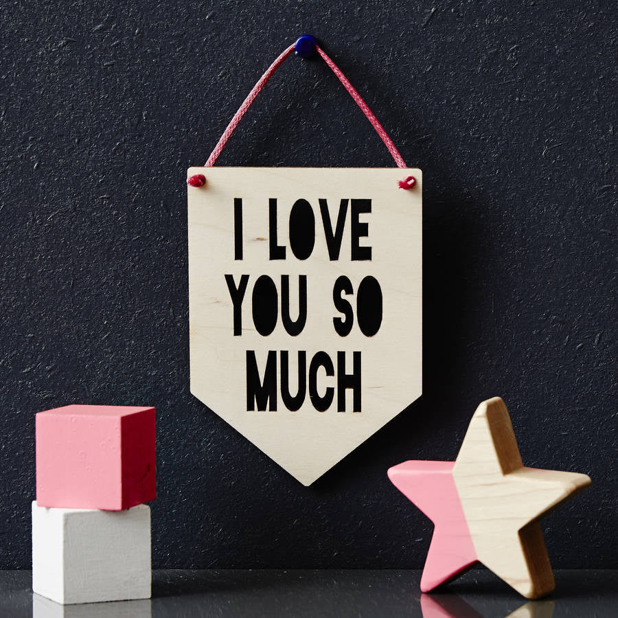 Personalised Message Hanging Wooden Flag