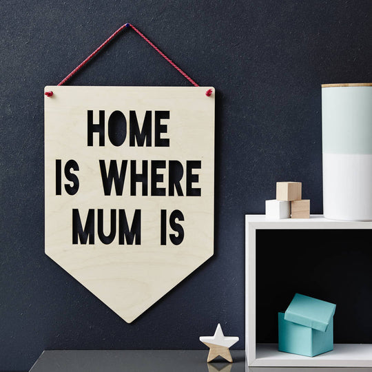 Personalised Hanging Wooden Flag For Mum