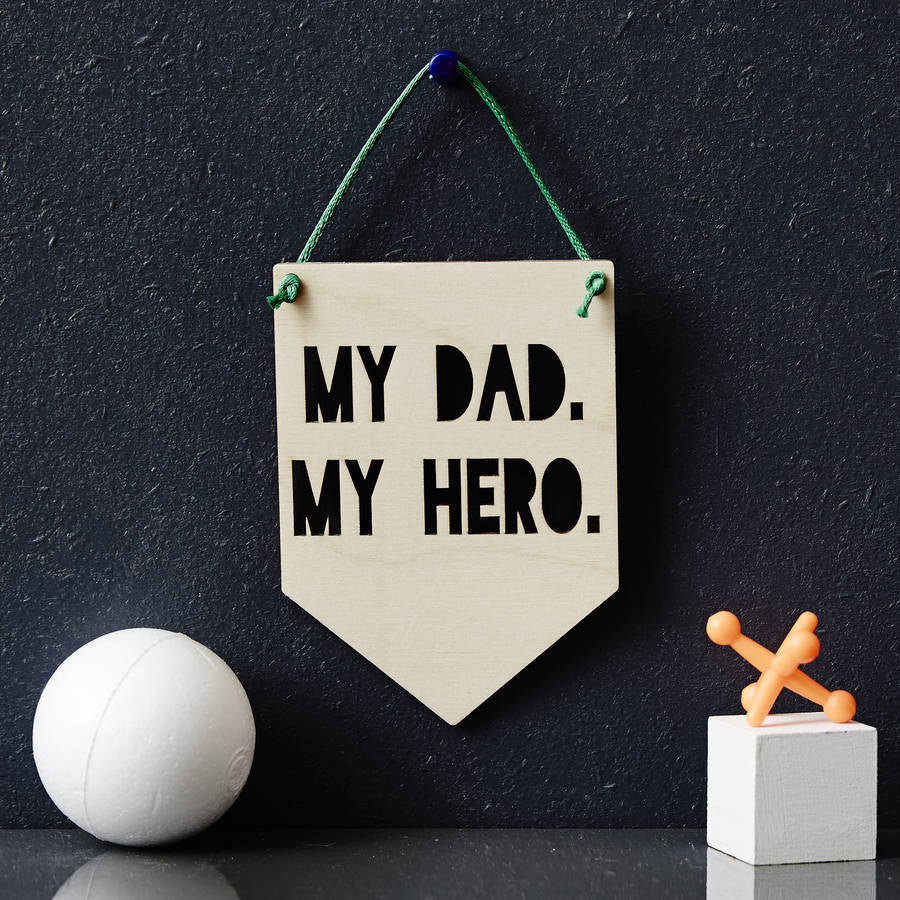 Personalised Hanging Wooden Flag For Dad