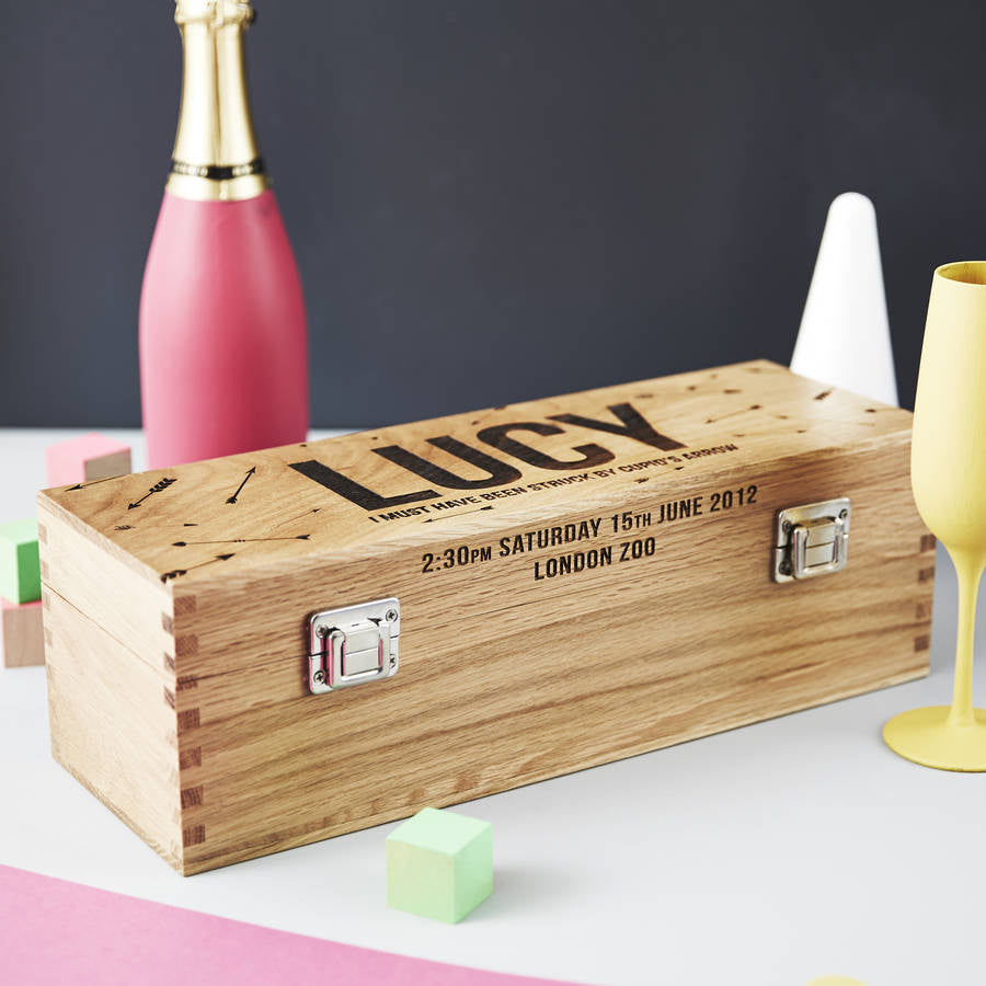 Personalised Anniversary Oak Bottle Box