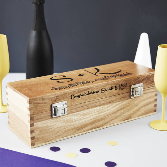 Personalised Initials Oak Bottle Box