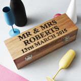 Personalised Wedding Gift Oak Bottle Box