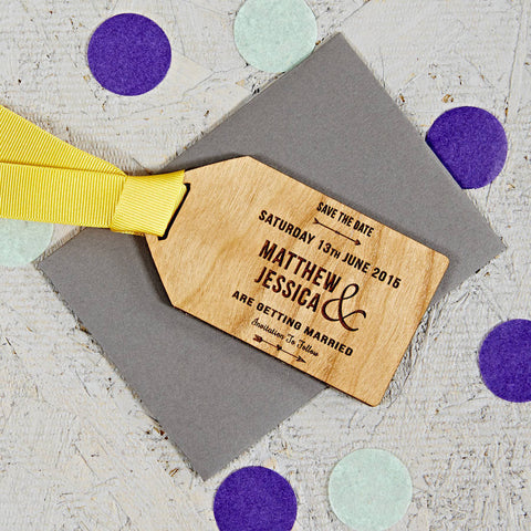 Arrow Wooden Save The Date Gift Tag