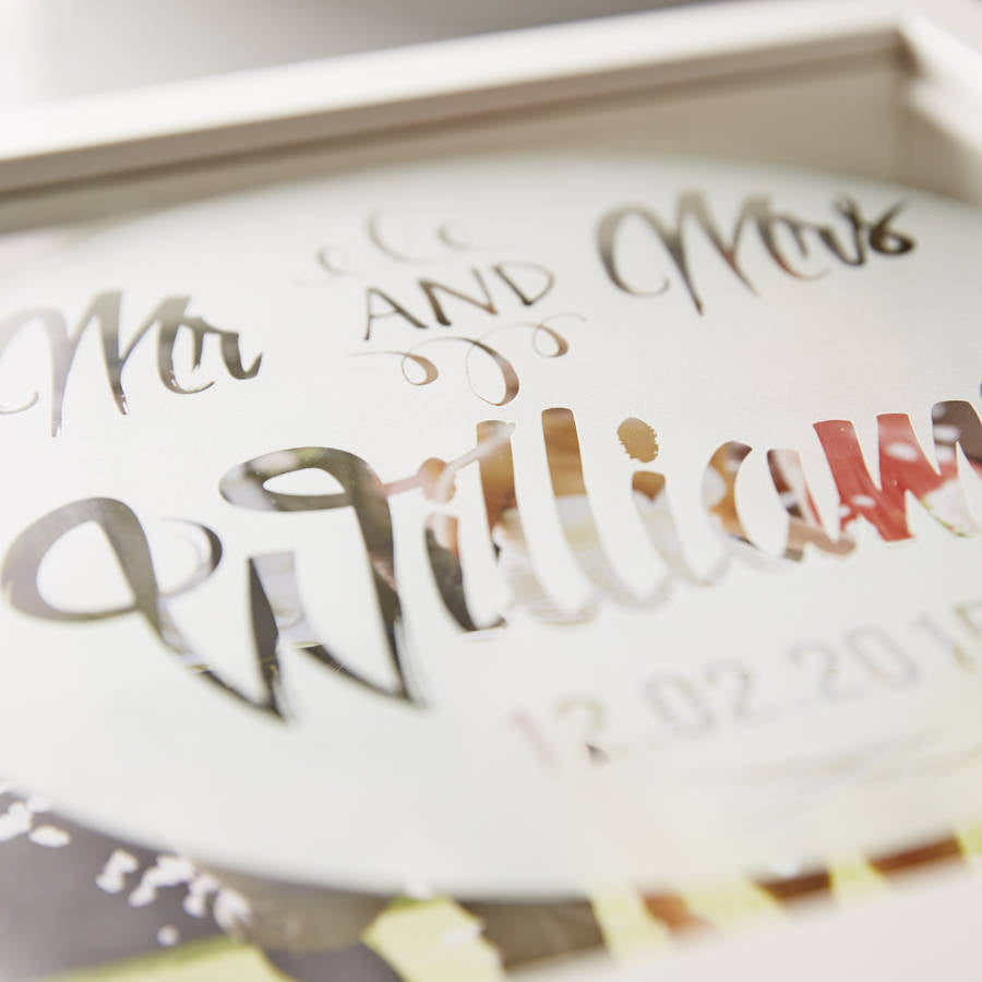 Personalised Wedding Etched Framed Print