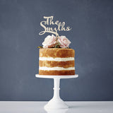 Calligraphy Surname Wooden Wedding Cake Topper