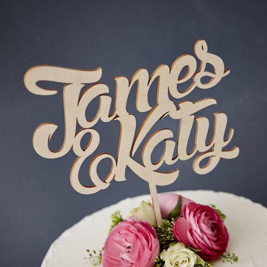 Personalised Couples Wedding Wooden Cake Topper