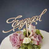 Elegant 'Engaged' Wooden Cake Topper