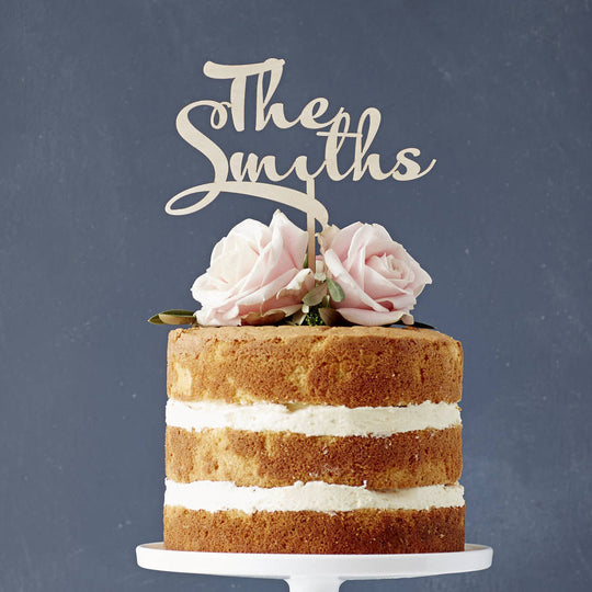 Calligraphy Surname Wooden Wedding Cake Topper