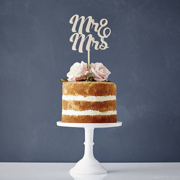 Mr And Mrs Wooden Wedding Cake Topper