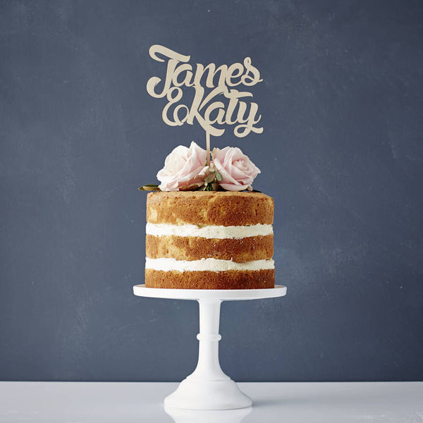 Personalised Couples Wedding Wooden Cake Topper