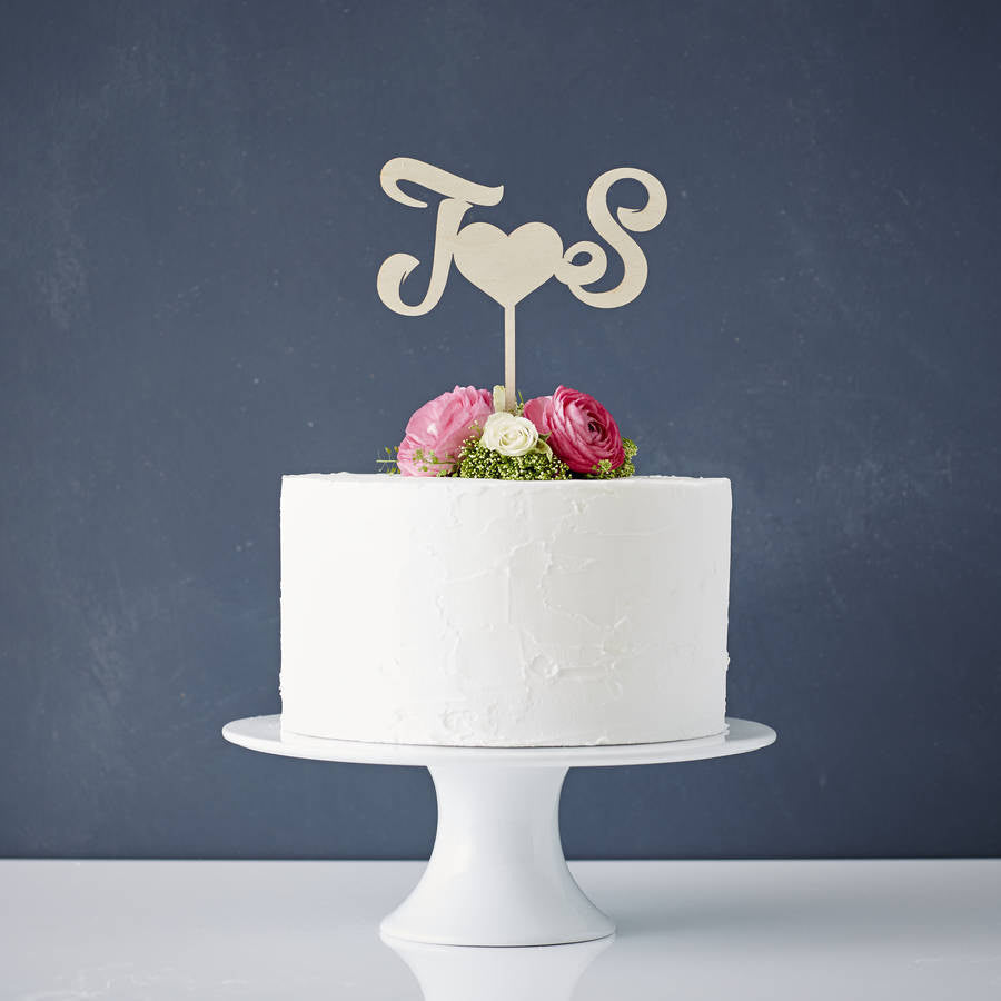 Personalised Monogram Wooden Wedding Cake Topper