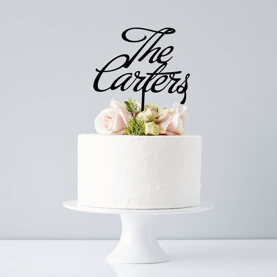 Personalised Surname Elegant Wedding Cake Topper