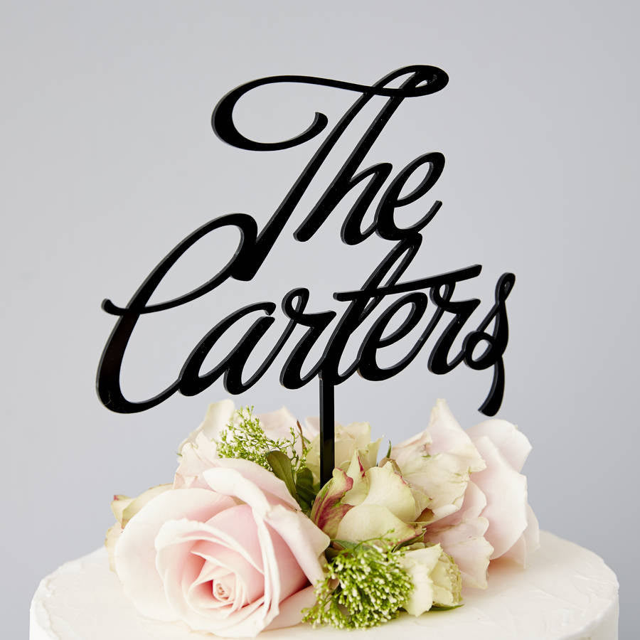 Personalised Surname Elegant Wedding Cake Topper