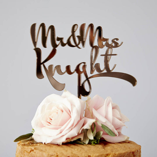 Personalised Calligraphy Wedding Cake Topper