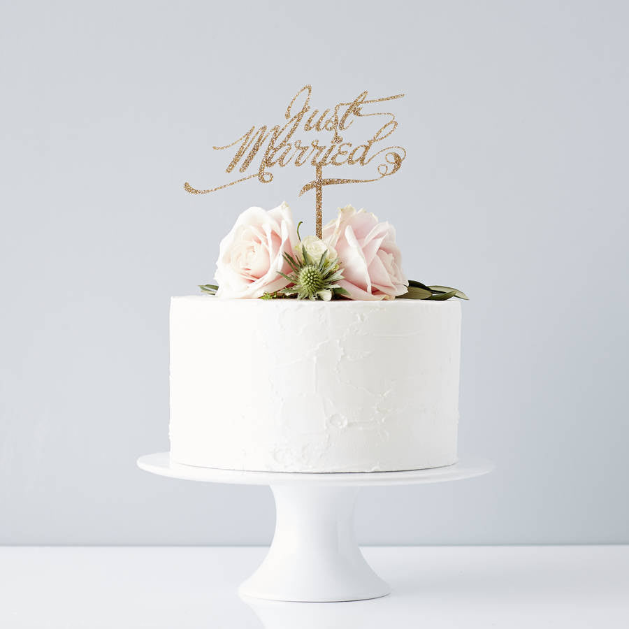 Elegant 'Just Married' Wedding Cake Topper