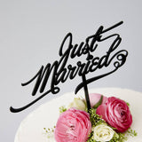 Elegant 'Just Married' Wedding Cake Topper