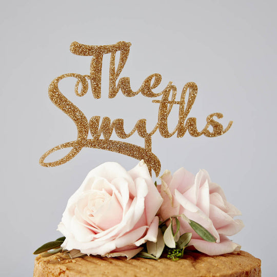 Personalised Calligraphy Surname Wedding Cake Topper