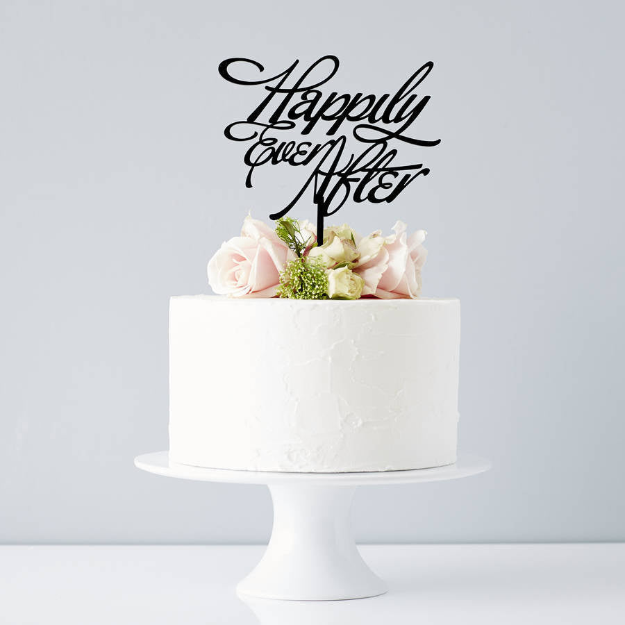 Elegant 'Happily Ever After' Wedding Cake Topper