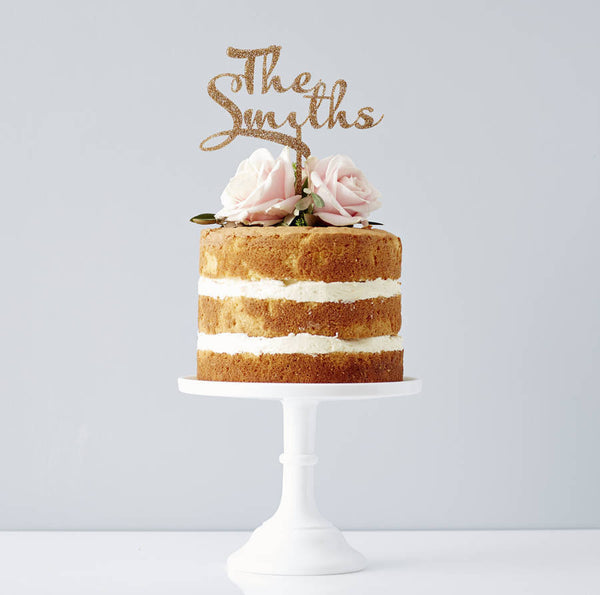 Personalised Calligraphy Surname Wedding Cake Topper