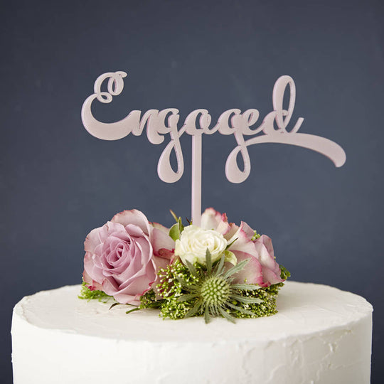 Calligraphy 'Engaged' Cake Topper