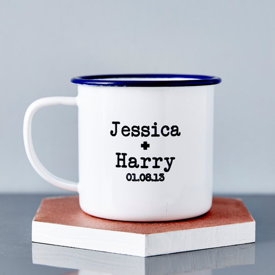 Enamel Personalised Couples Mug