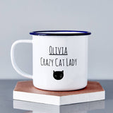 Personalised Cat Lady Enamel Mug