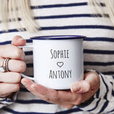 Personalised Enamel Couples Mug