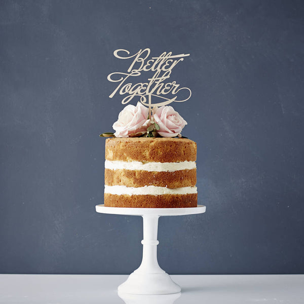 Elegant 'Better Together' Wooden Wedding Cake Topper