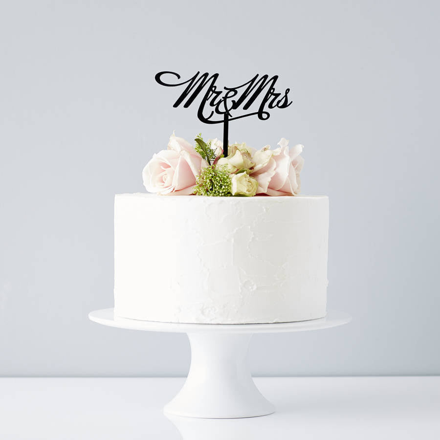 Elegant Mr and Mrs Wedding Cake Topper