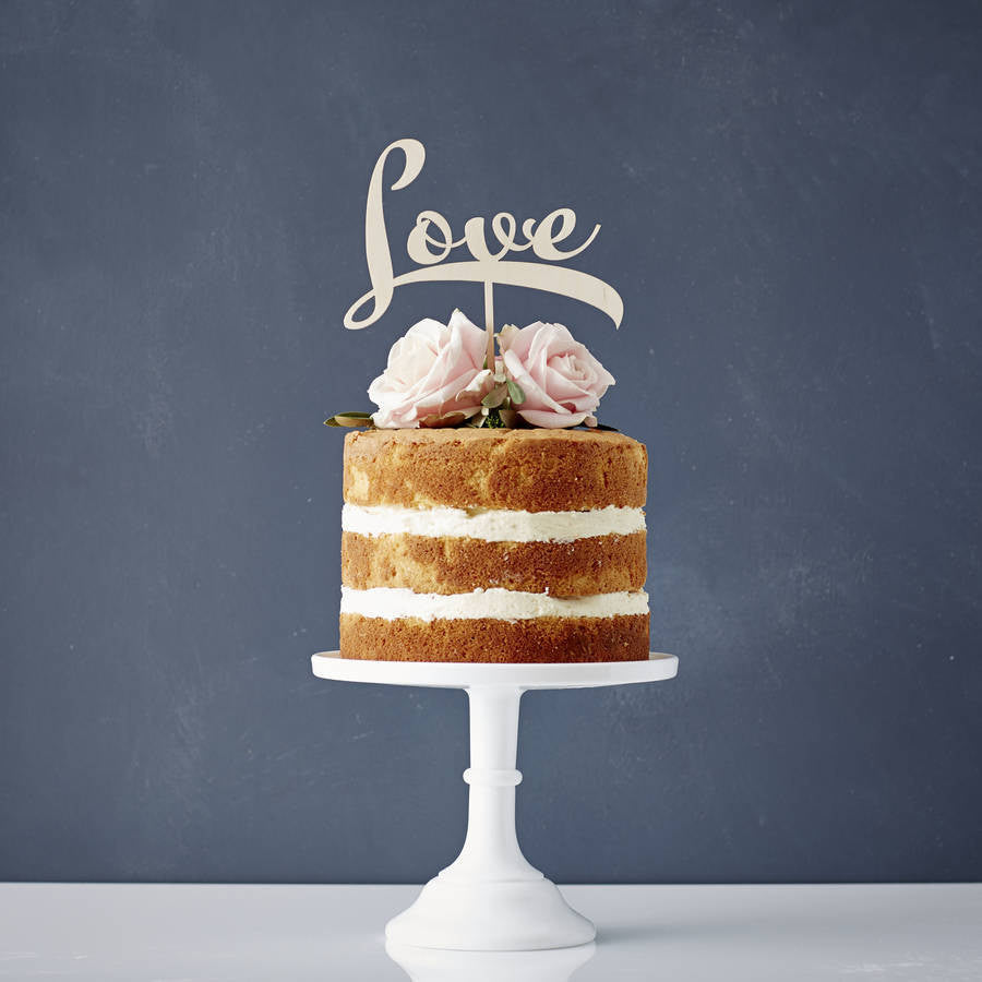 Calligraphy 'Love' Wooden Cake Topper