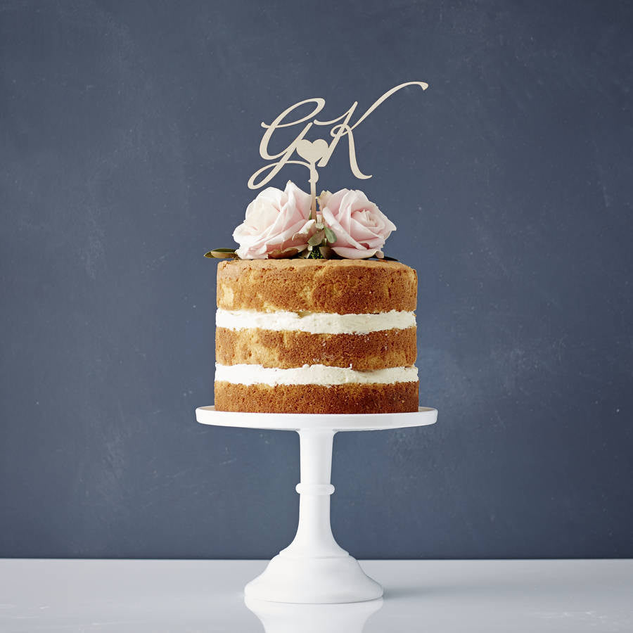 Elegant Personalised 'Initials' Wooden Cake Topper