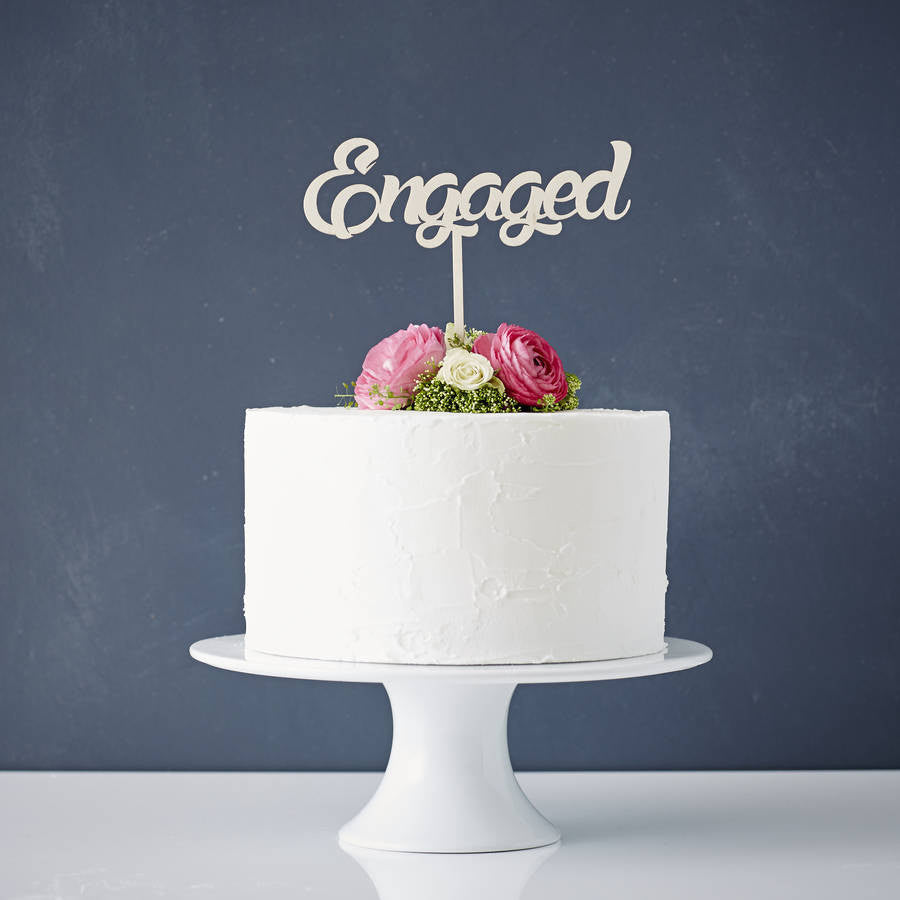 Engaged Wooden Cake Topper