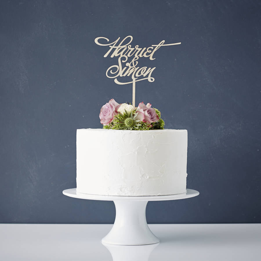 Elegant Personalised Couples Wooden Wedding Cake Topper