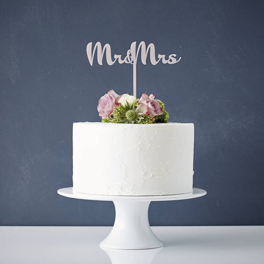 Calligraphy Mr and Mrs Wedding Cake Topper