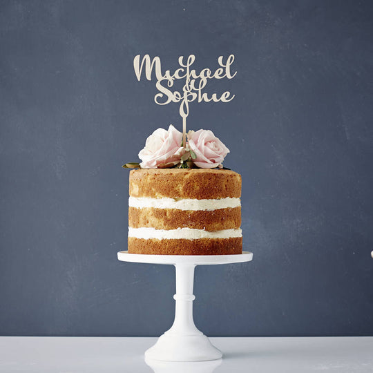 Personalised Calligraphy Couples Wooden Cake Topper