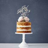 Elegant 'God Gave Me You' Wooden Wedding Cake Topper