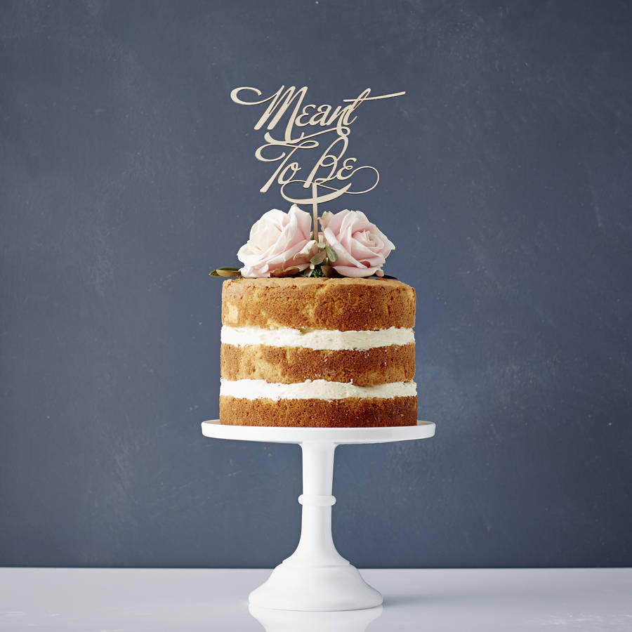 Elegant 'Meant To Be' Wooden Wedding Cake Topper