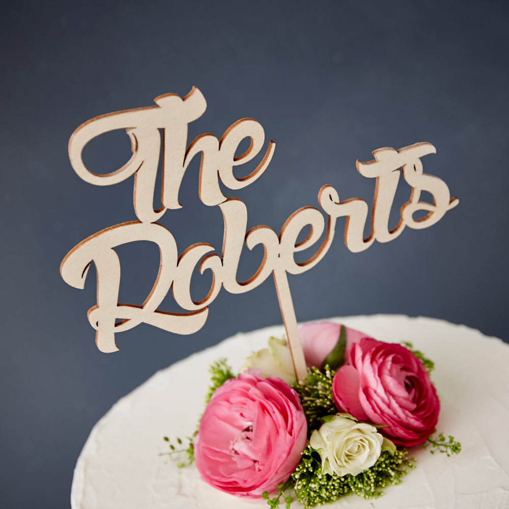 Personalised Surname Wooden Wedding Cake Topper