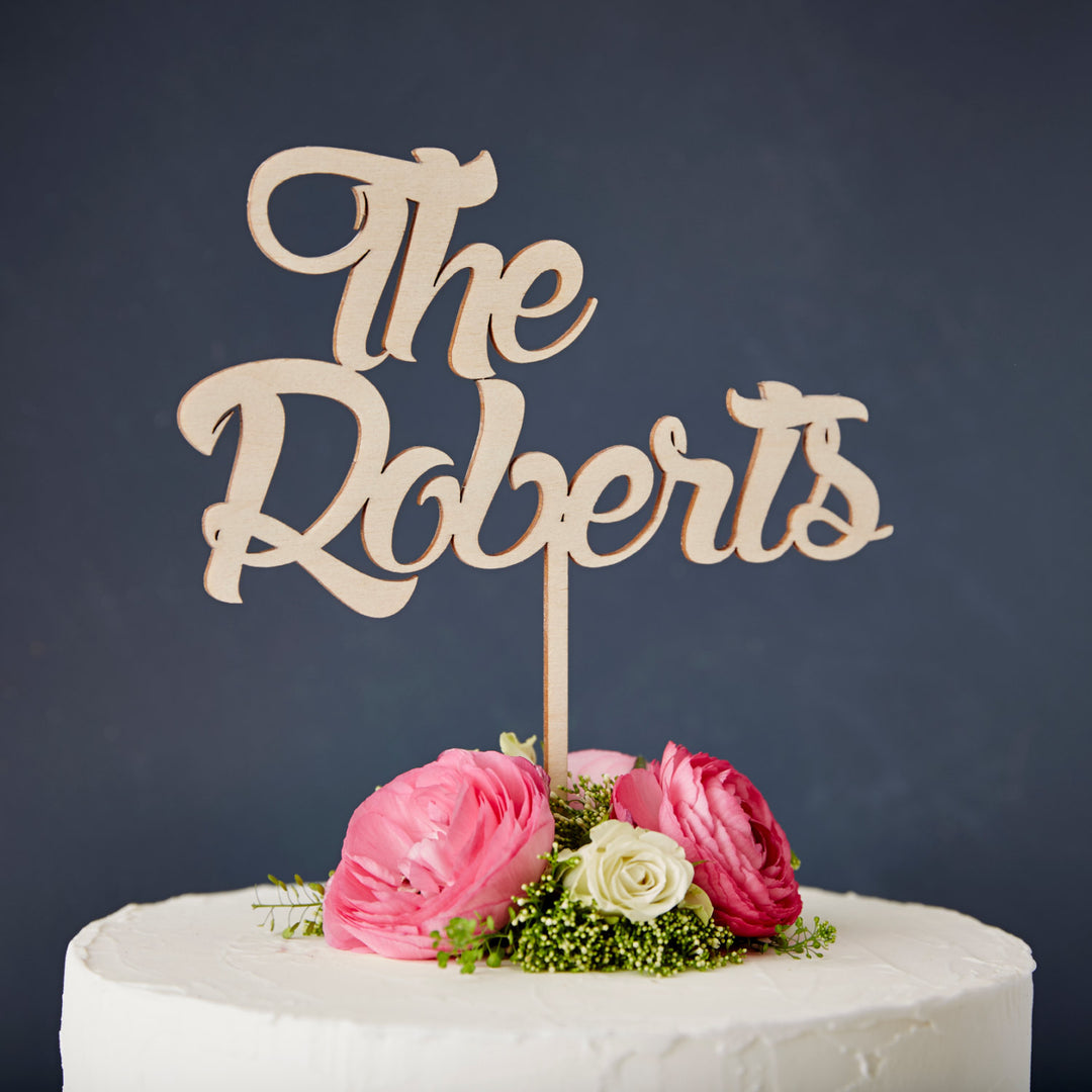 Personalised Surname Wooden Wedding Cake Topper