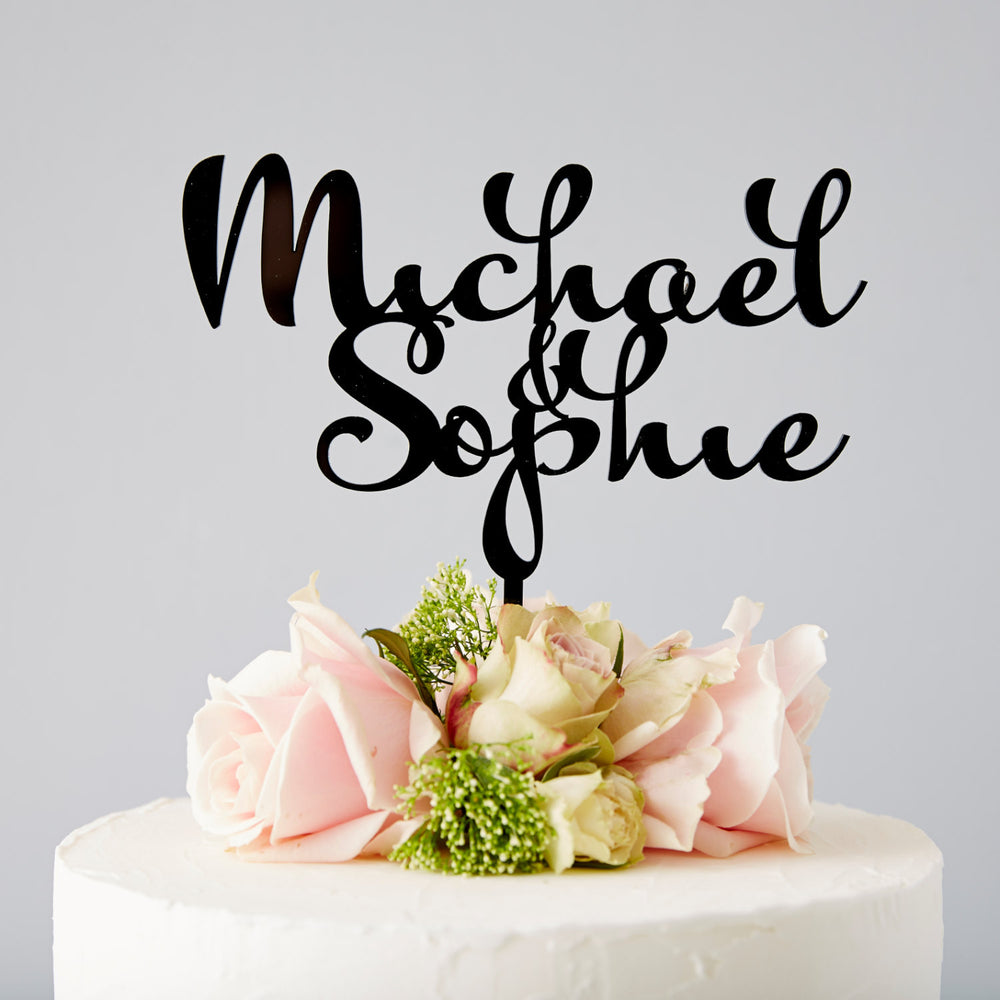 Personalised Calligraphy Couples Wedding Cake Topper