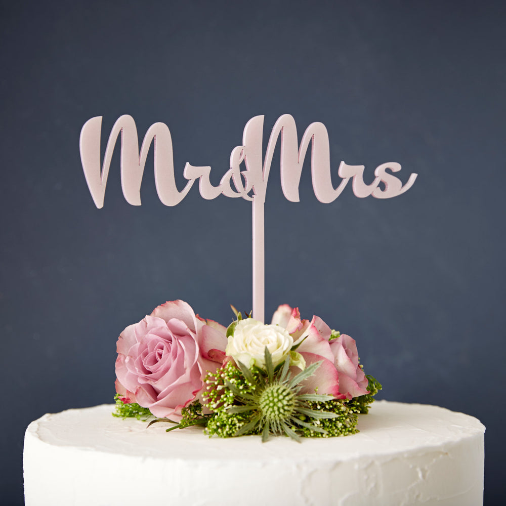 Calligraphy Mr and Mrs Wedding Cake Topper