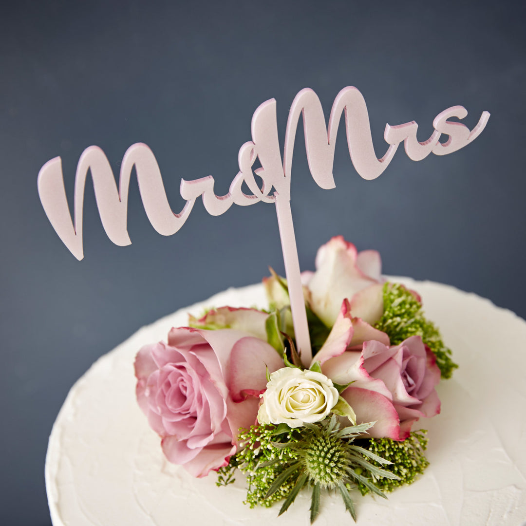 Calligraphy Mr and Mrs Wedding Cake Topper