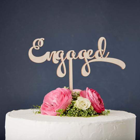 Engaged Wooden Cake Topper