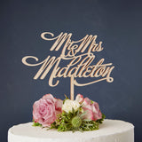 Personalised Mr And Mrs Elegant Wooden Cake Topper