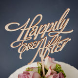 Elegant 'Happily Ever After' Wooden Wedding Cake Topper