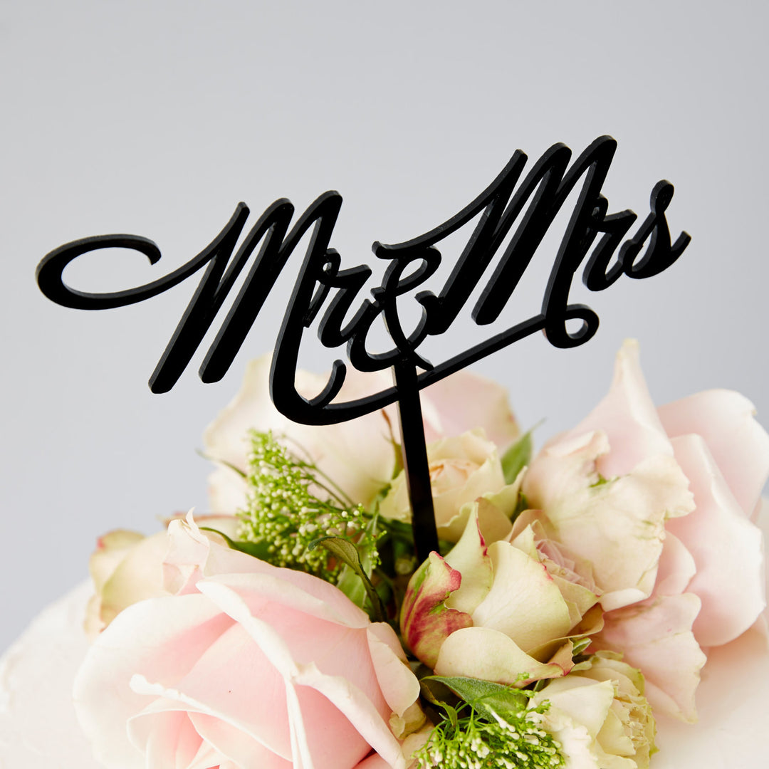 Elegant Mr and Mrs Wedding Cake Topper