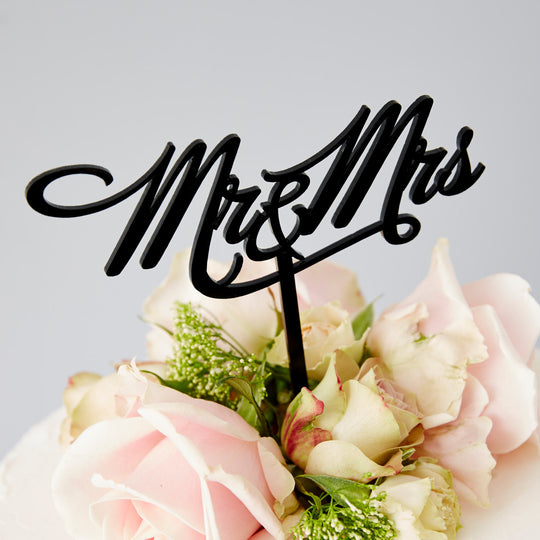 Elegant Mr and Mrs Wedding Cake Topper